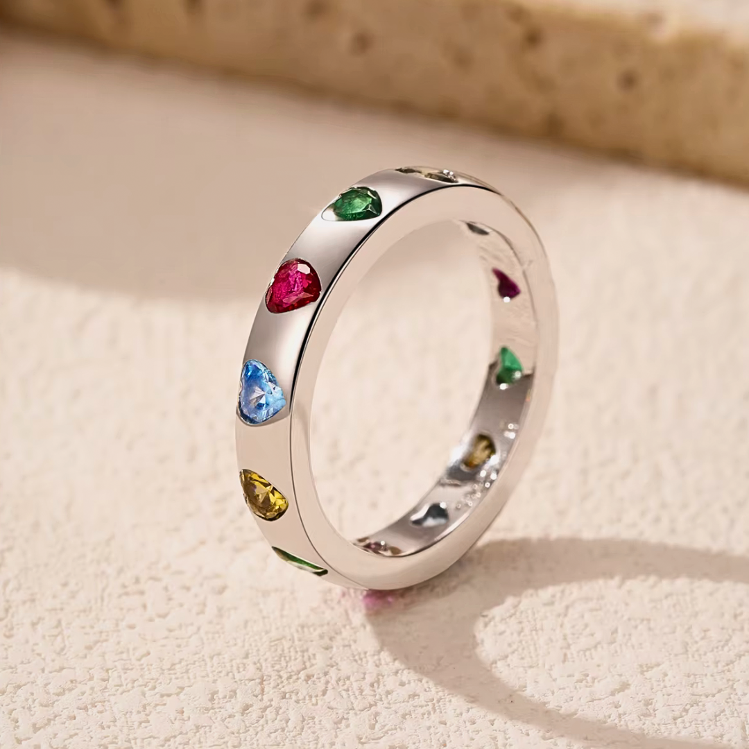 VERA Four-Leaf Clover Heart Eternity Ring