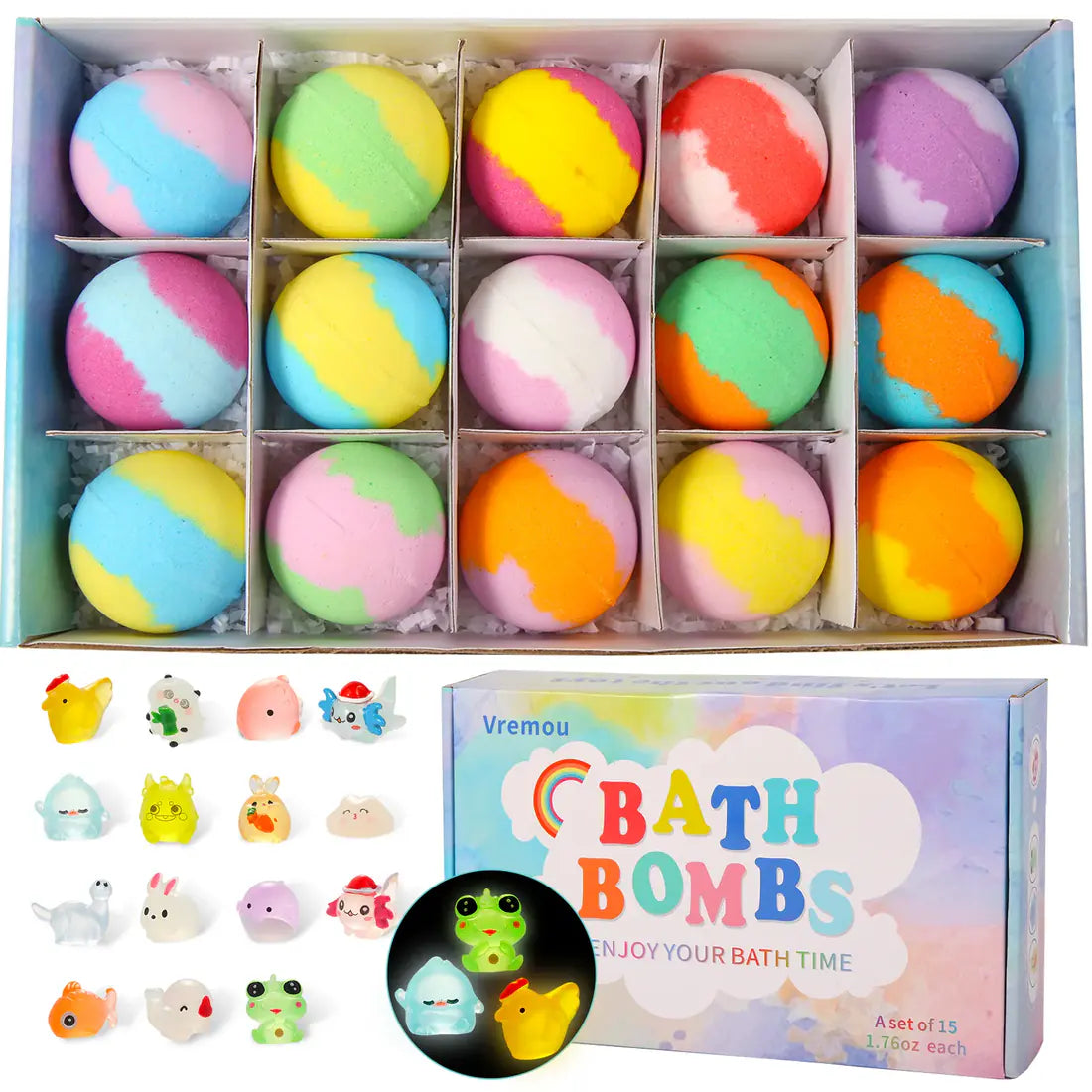 Bath Bombs for Kids with Surprise Inside - 15 Pack