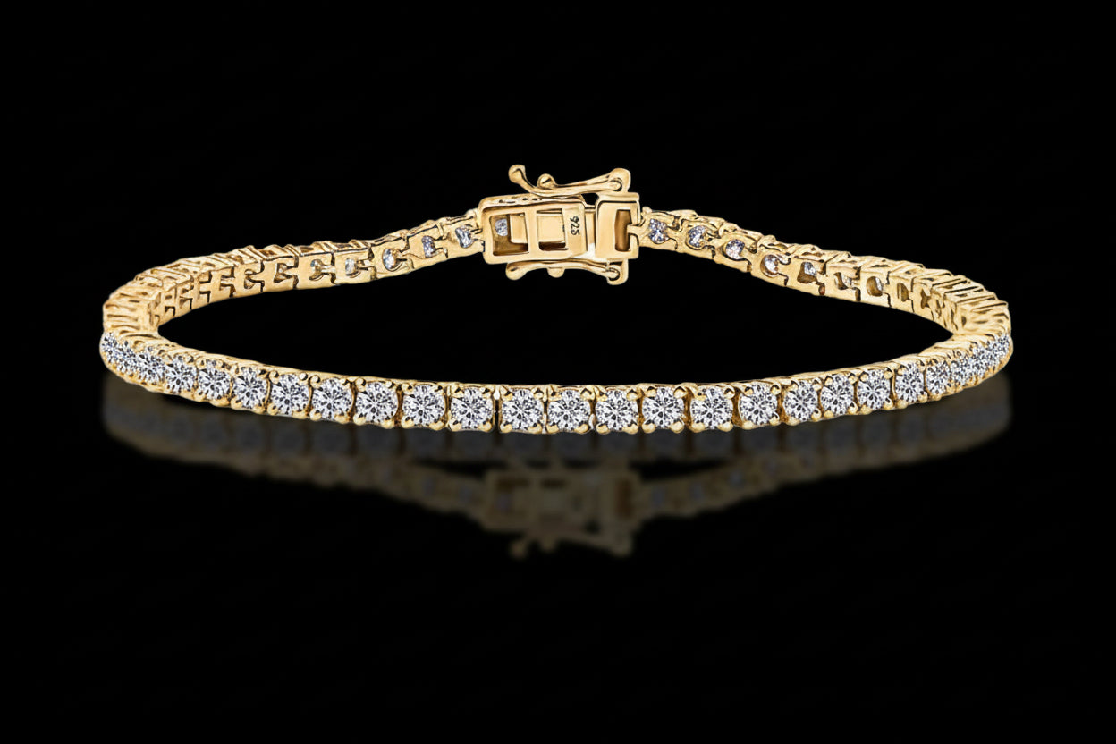 Gold bracelet with diamonds on a black background
