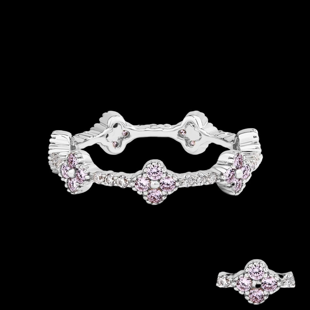 PINK CLOVER 18K MOISSANITE RING