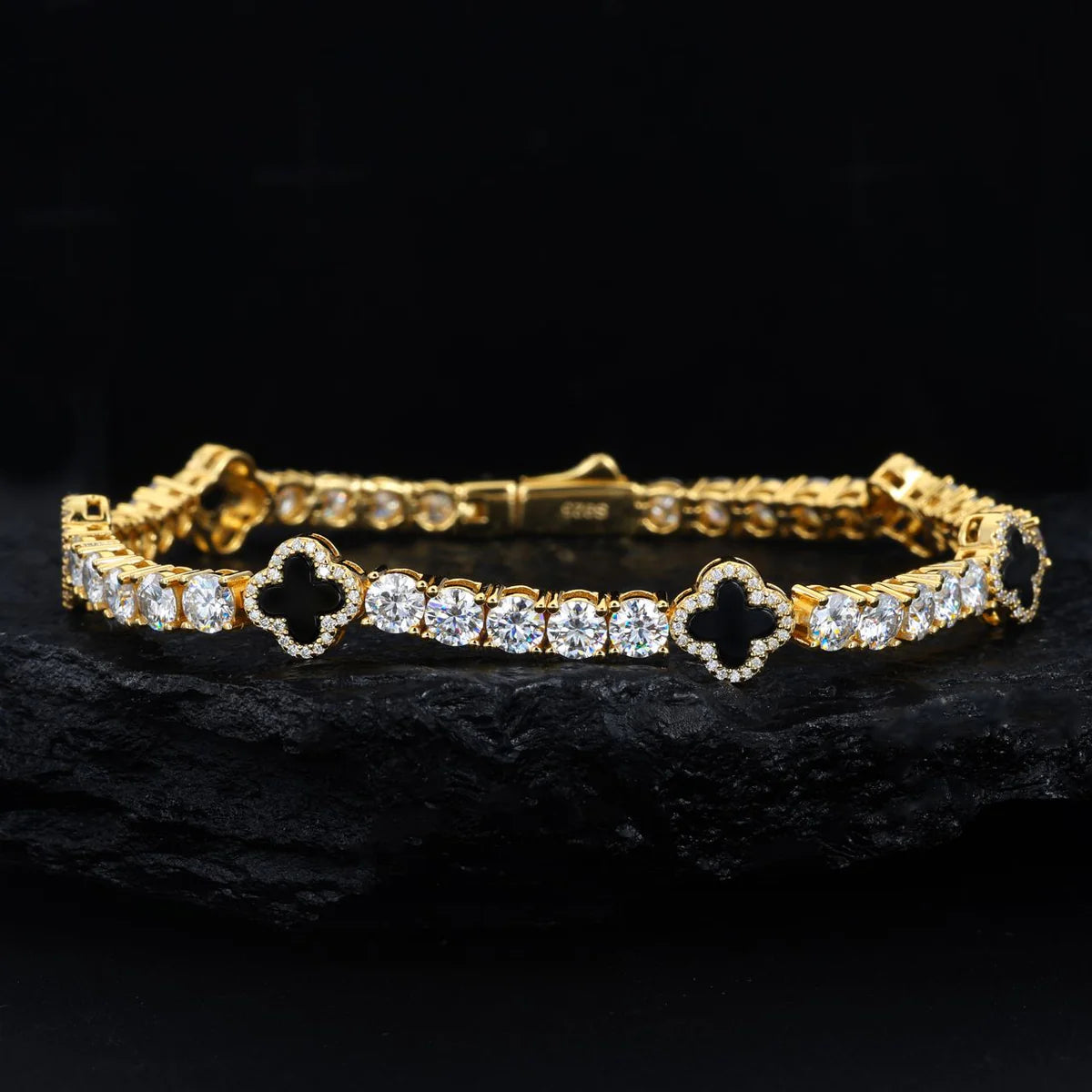 Gold Black Maison Clover Bracelet