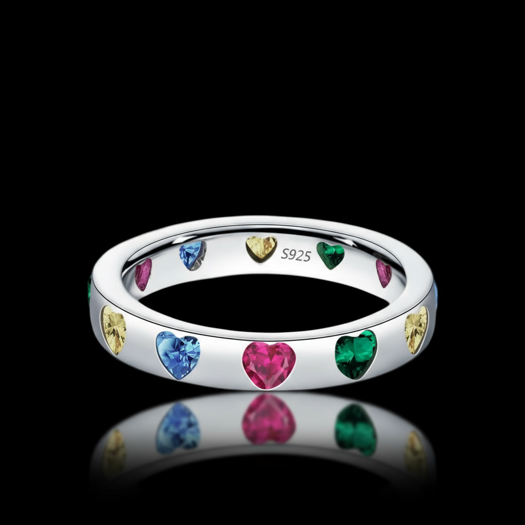 VERA Four-Leaf Clover Heart Eternity Ring