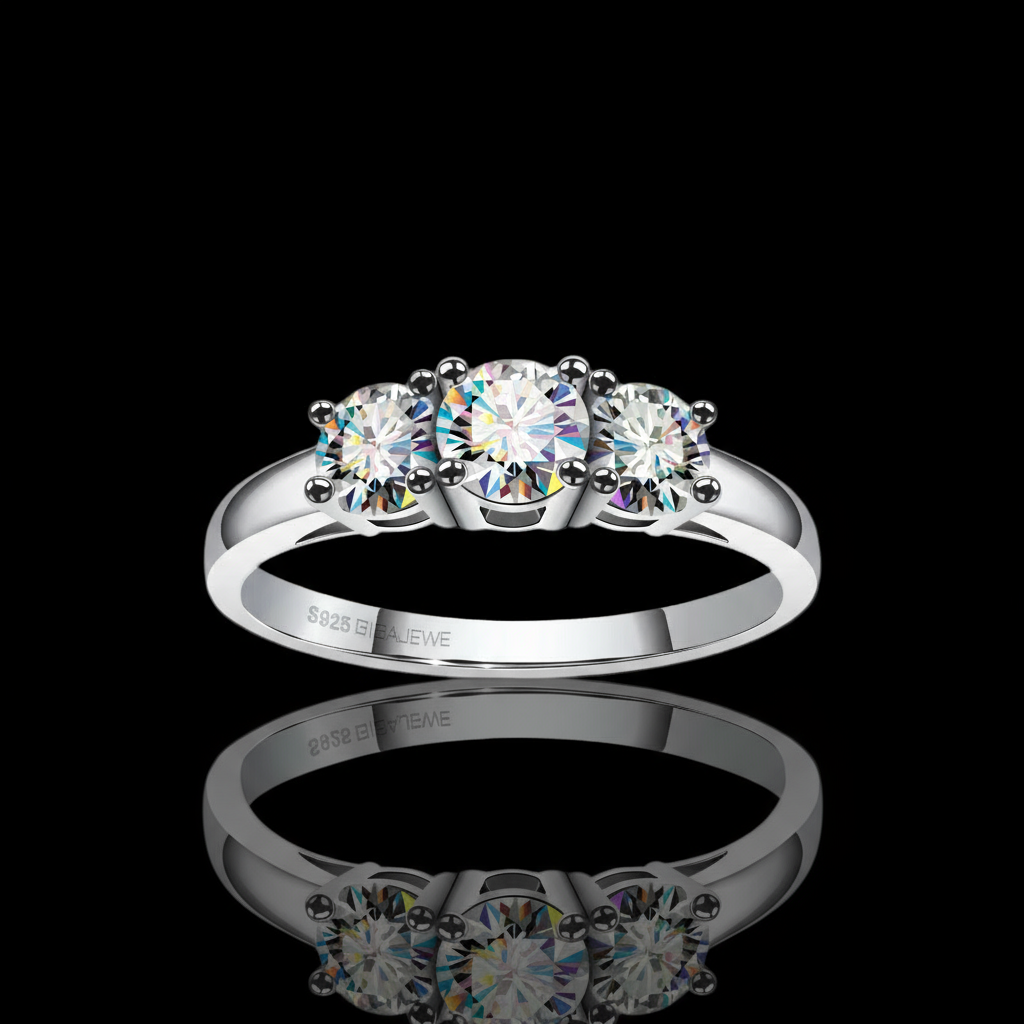 CLISTOE 1.0ct D VVS1 Round Cut Moissanite Ring