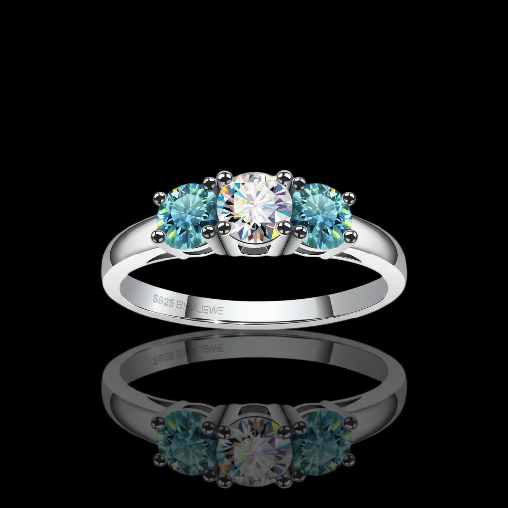 CLISTOE 1.0ct D VVS1 Round Cut Moissanite Ring