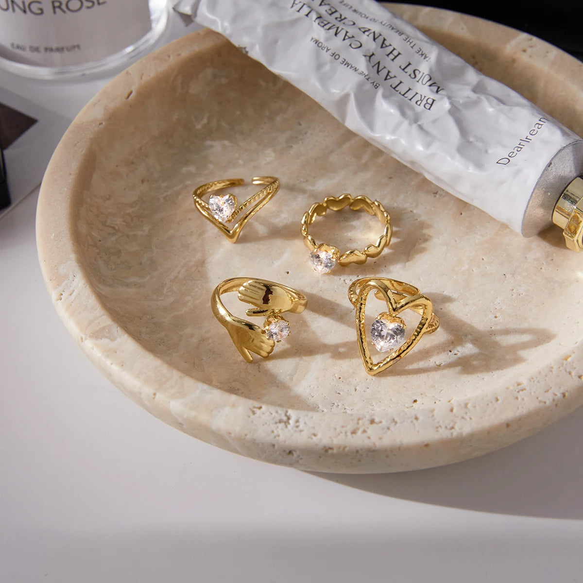 18K Gold Color Hollow Irregular Open Ring
