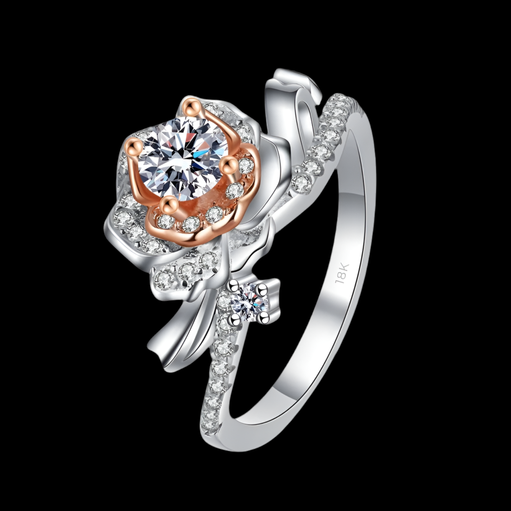 LILECO 18K Rose Prong Moissanite Ring