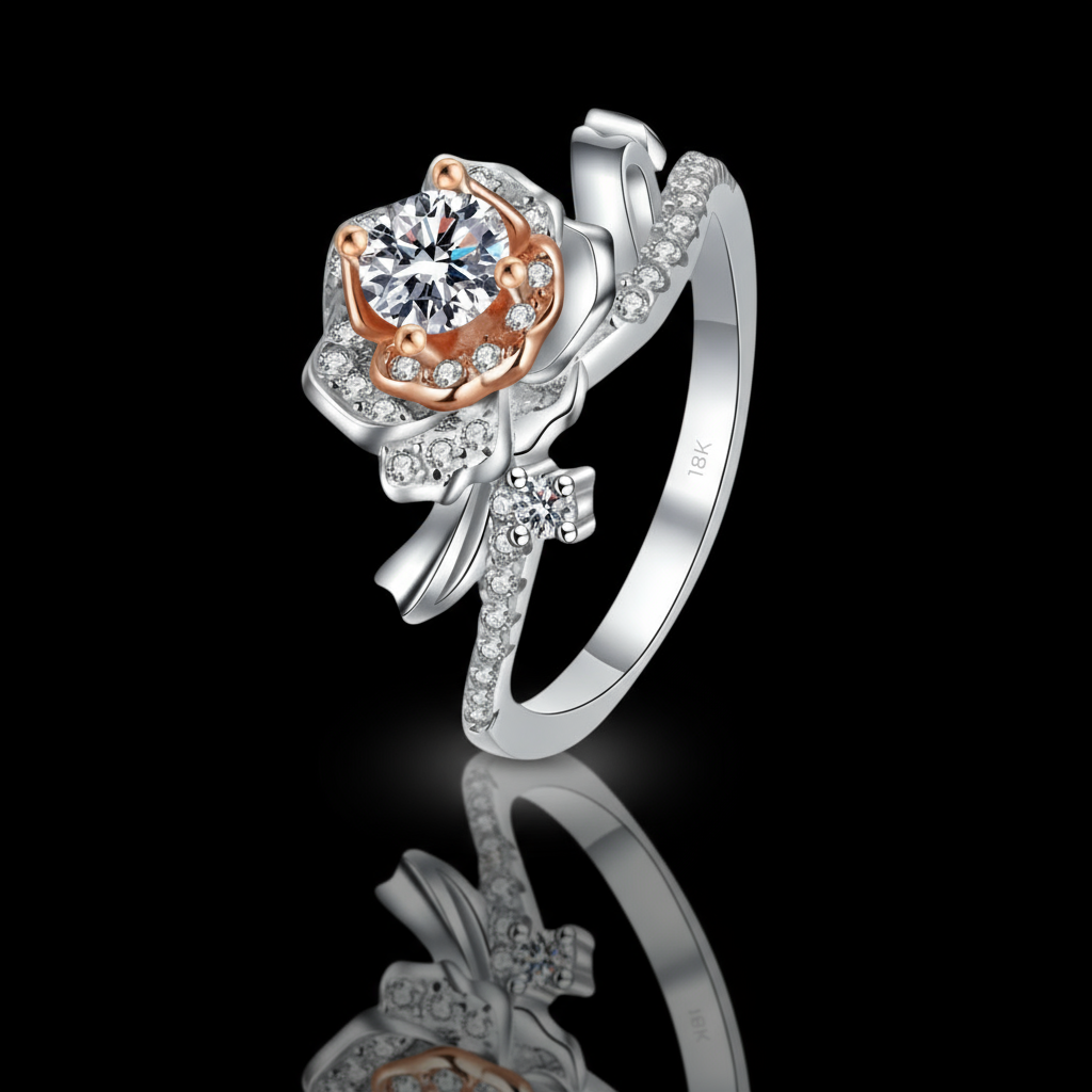 LILECO 18K Rose Prong Moissanite Ring