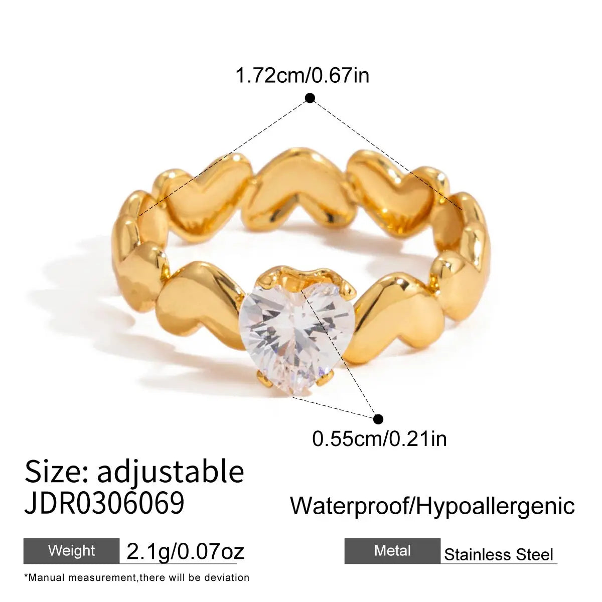 18K Gold Color Hollow Irregular Open Ring