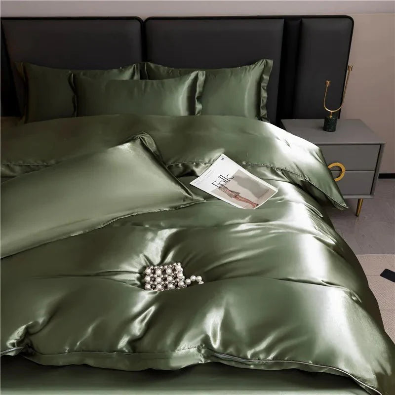 ARMY GREEN - Mulberry Silk Bed Ensemble Set