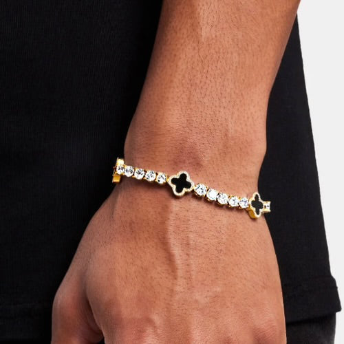 Gold Black Maison Clover Bracelet
