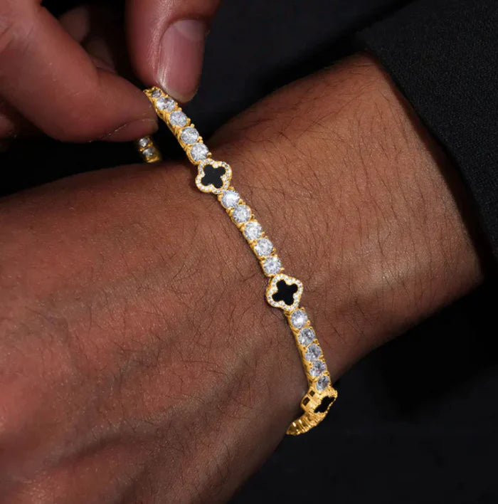 Gold Black Maison Clover Bracelet
