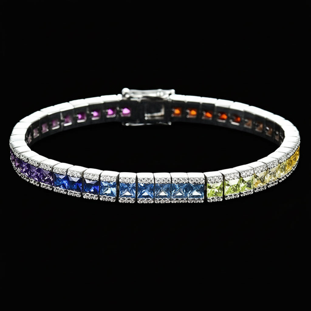 Multicolored gemstone bracelet on a dark background