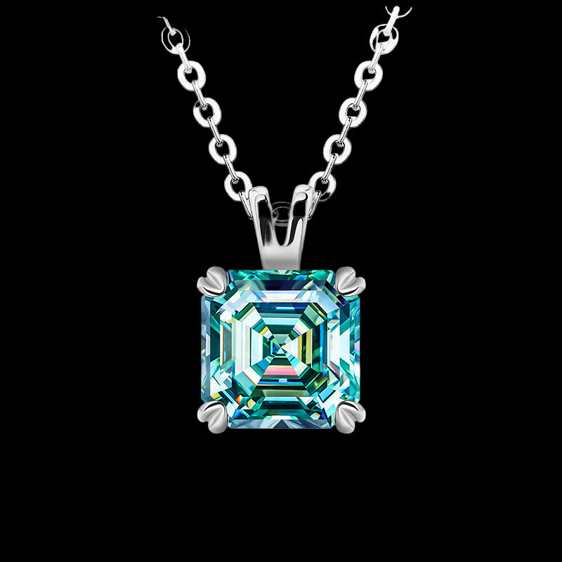 18K Asscher-Cut Moissanite Necklace