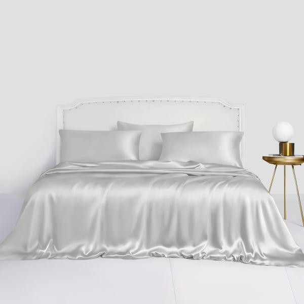 Light Gray - Mulberry Silk Bed Ensemble Set
