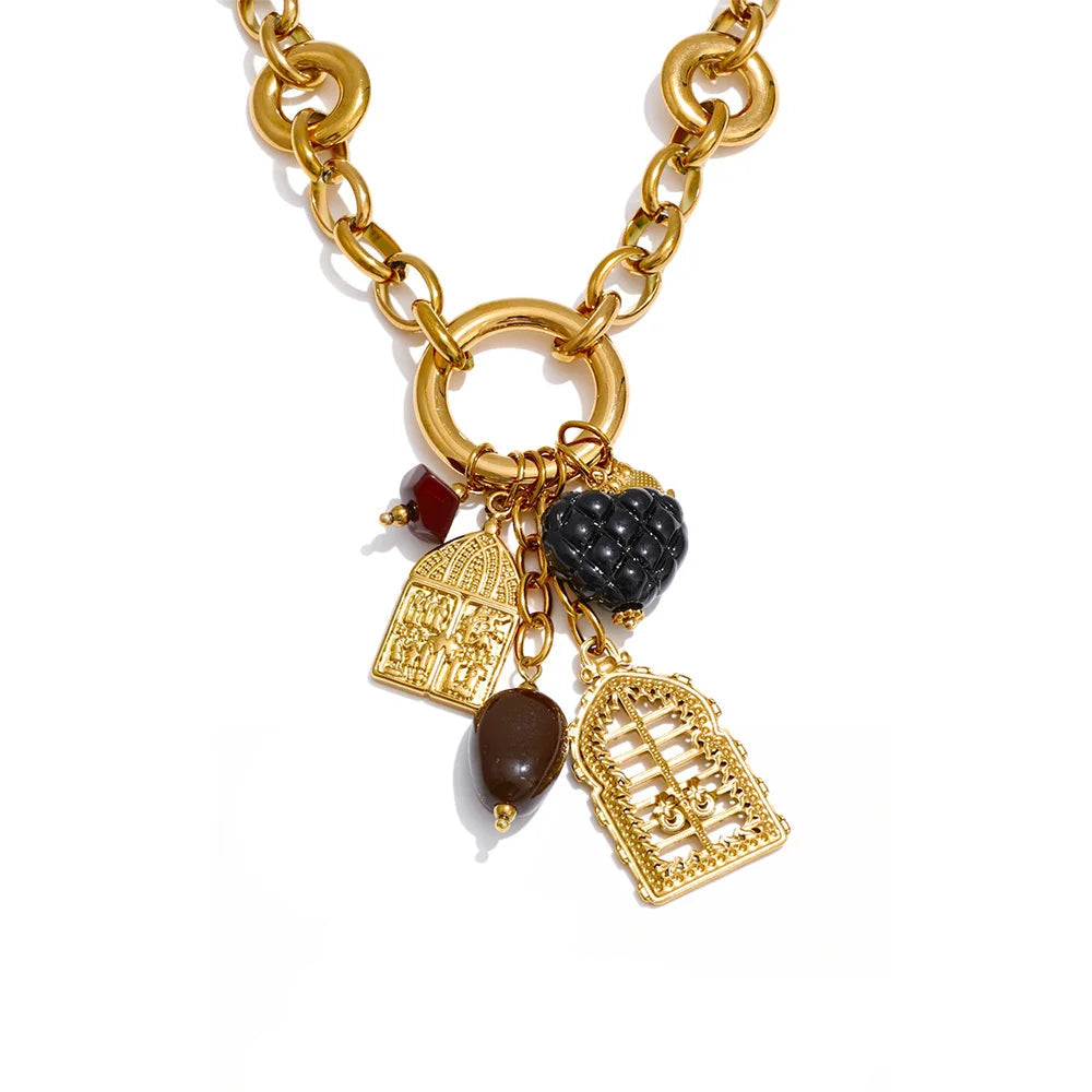 Resin Heart Geometric Charm Pendant