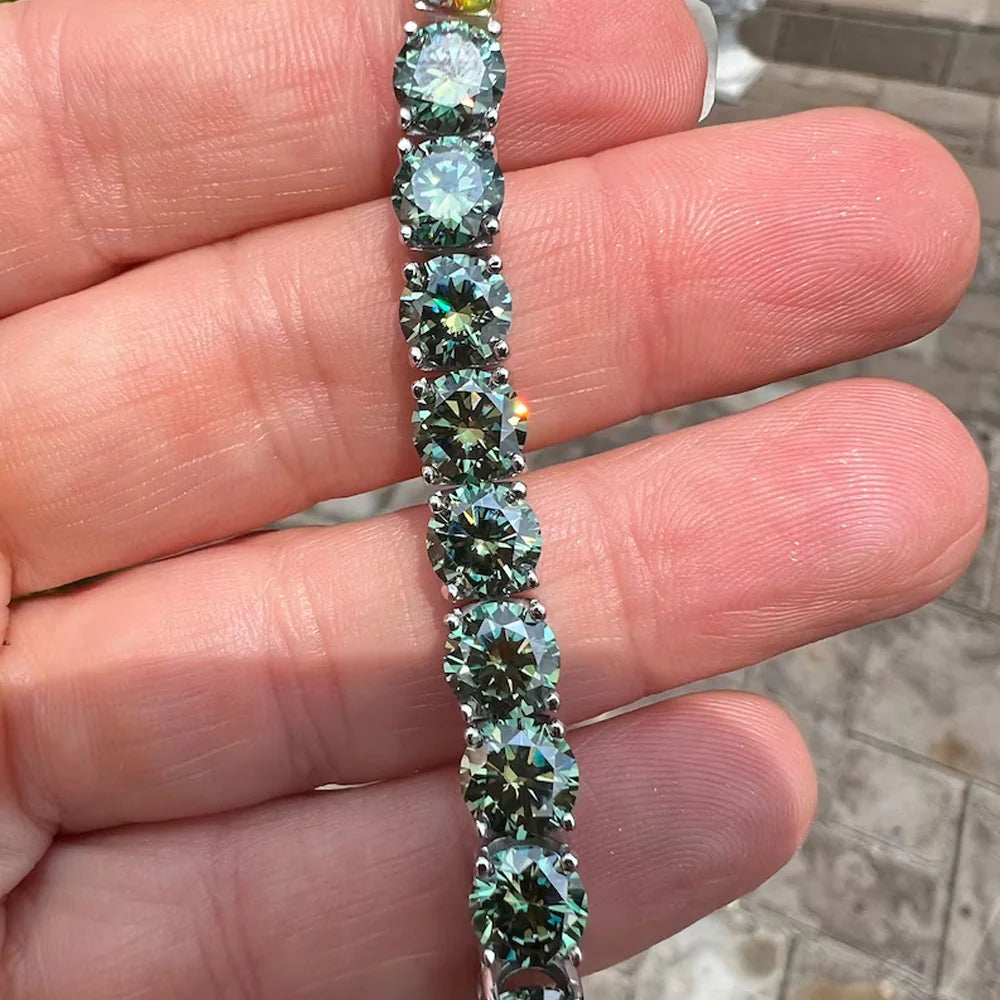 Blue Green Moissanite Tennis Bracelet