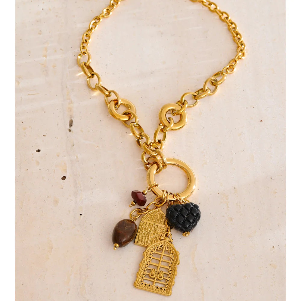 Resin Heart Geometric Charm Pendant