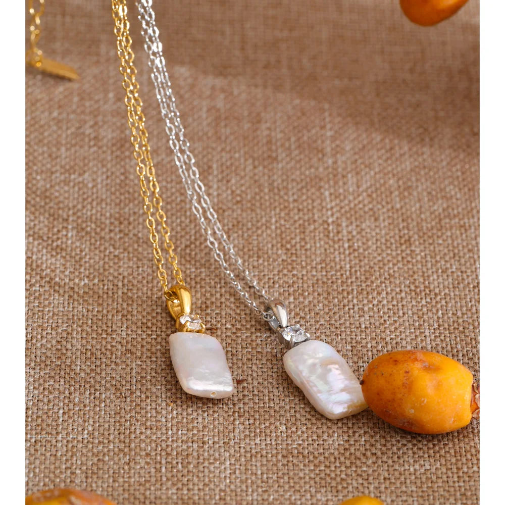 Baroque Natural Freshwater Pearl Rectangle Pendant