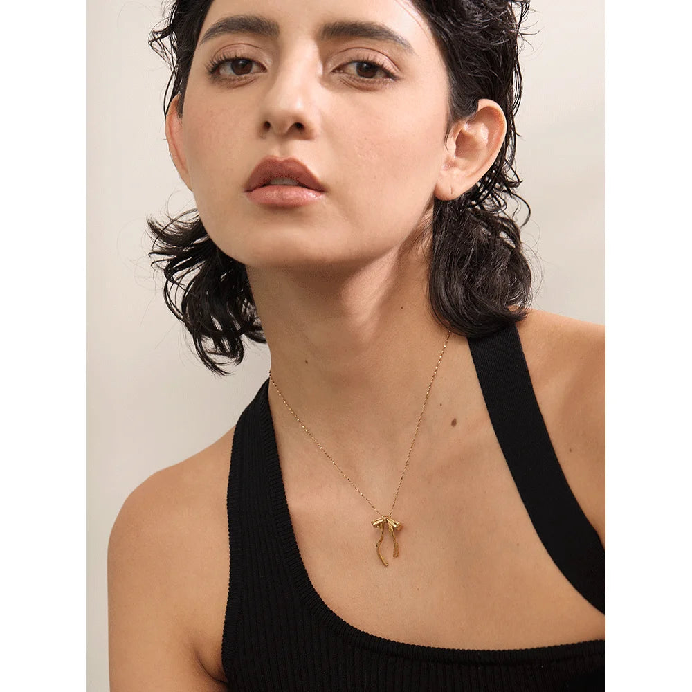 Bow Knot Necklace Pendant 18K Gold & Platinum PVD Plated