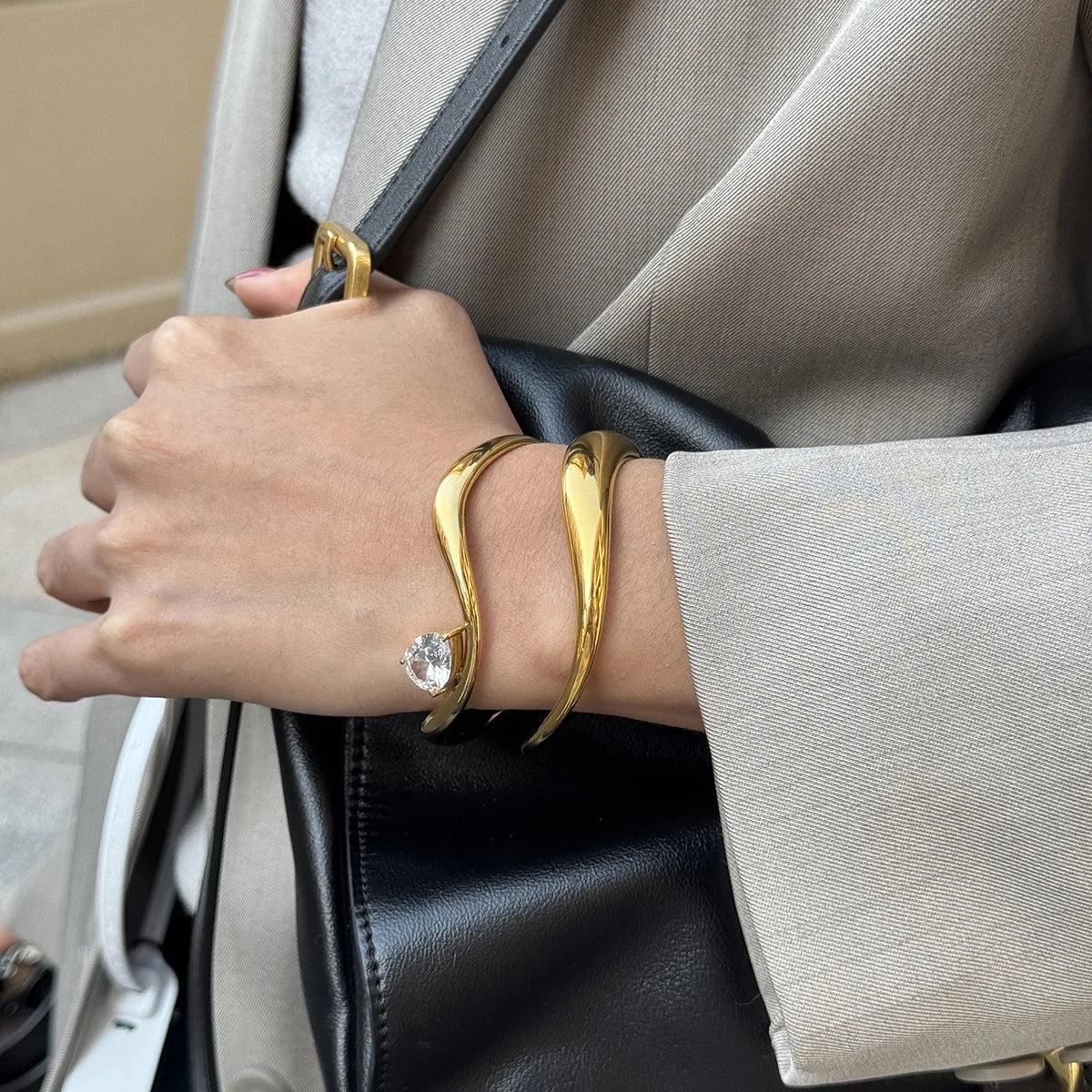 18k Gold Plated Wave Cuff Bracelet