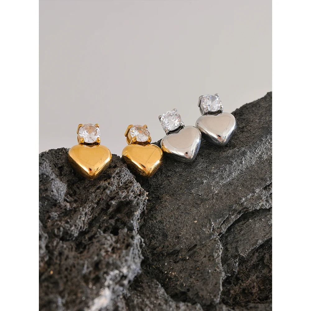 Heart Stud Earrings Bling