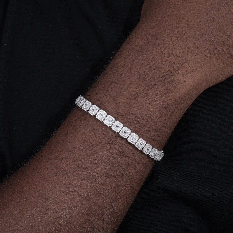 Square Halo Moissanite Tennis Bracelet
