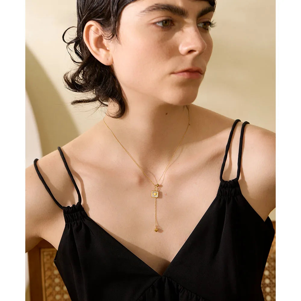 Square Heart Shell Statement 18k Gold Plated