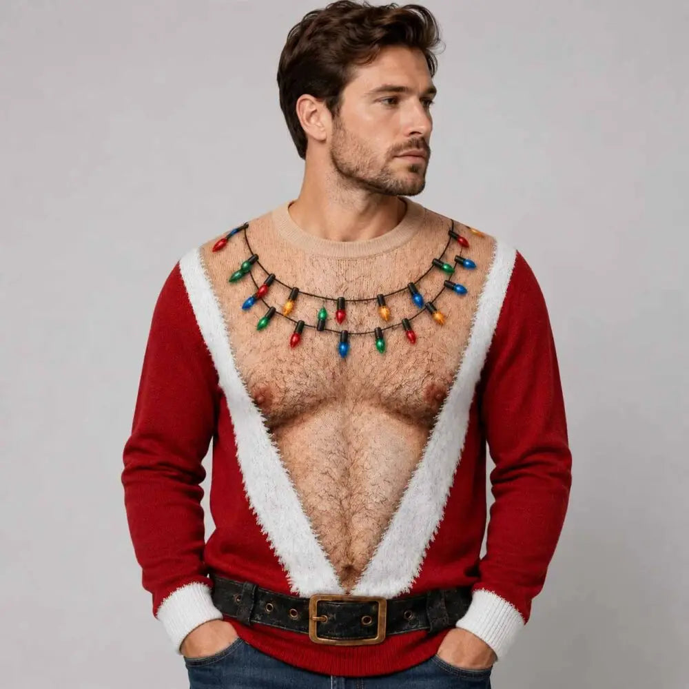Christmas 3D Printed Chest Muscle Hoodie
