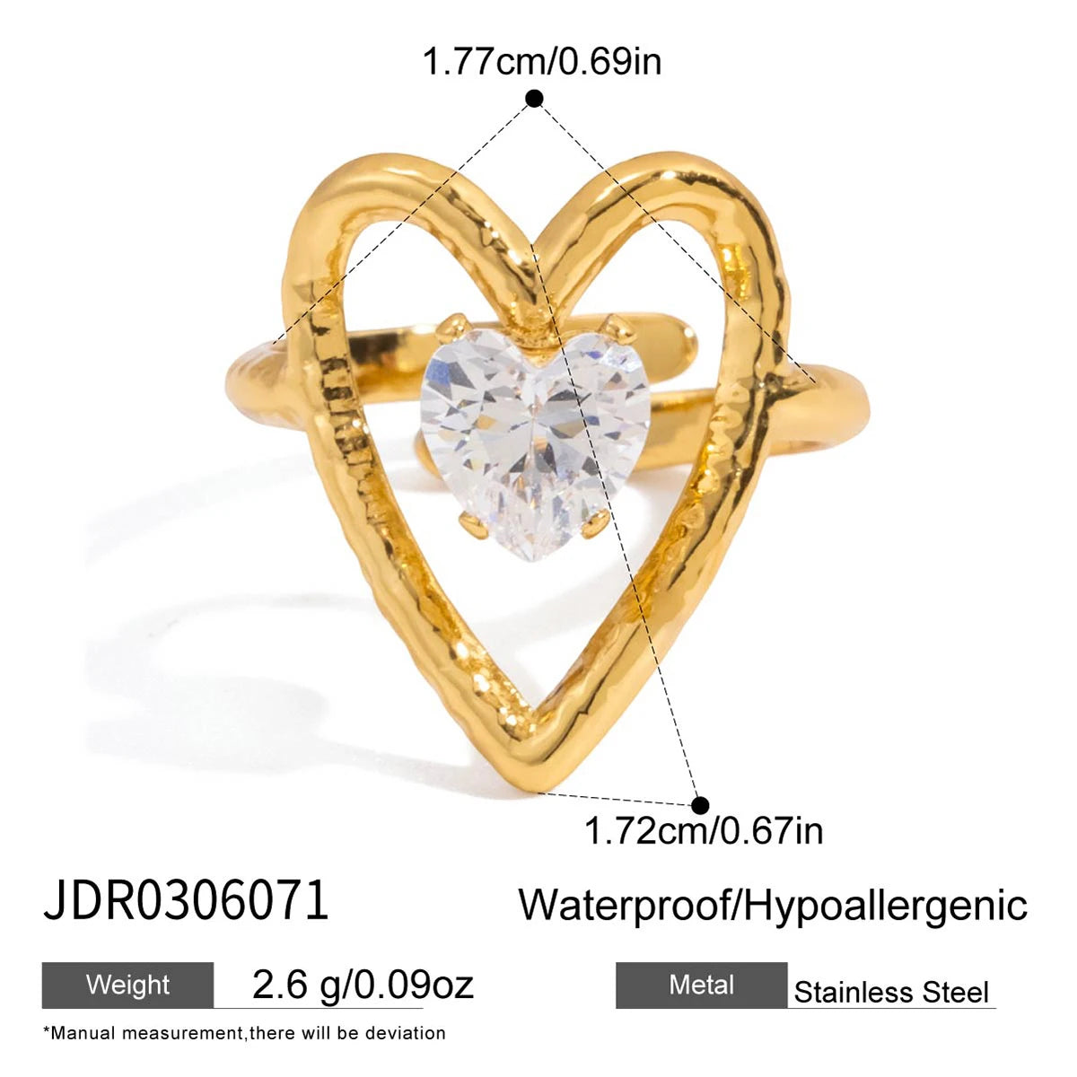 18K Gold Color Hollow Irregular Open Ring