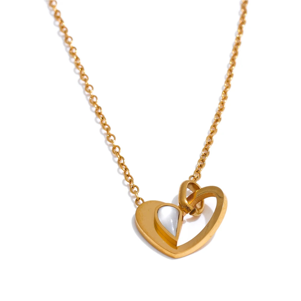 Dainty Heat Love Natural Shell Pendant