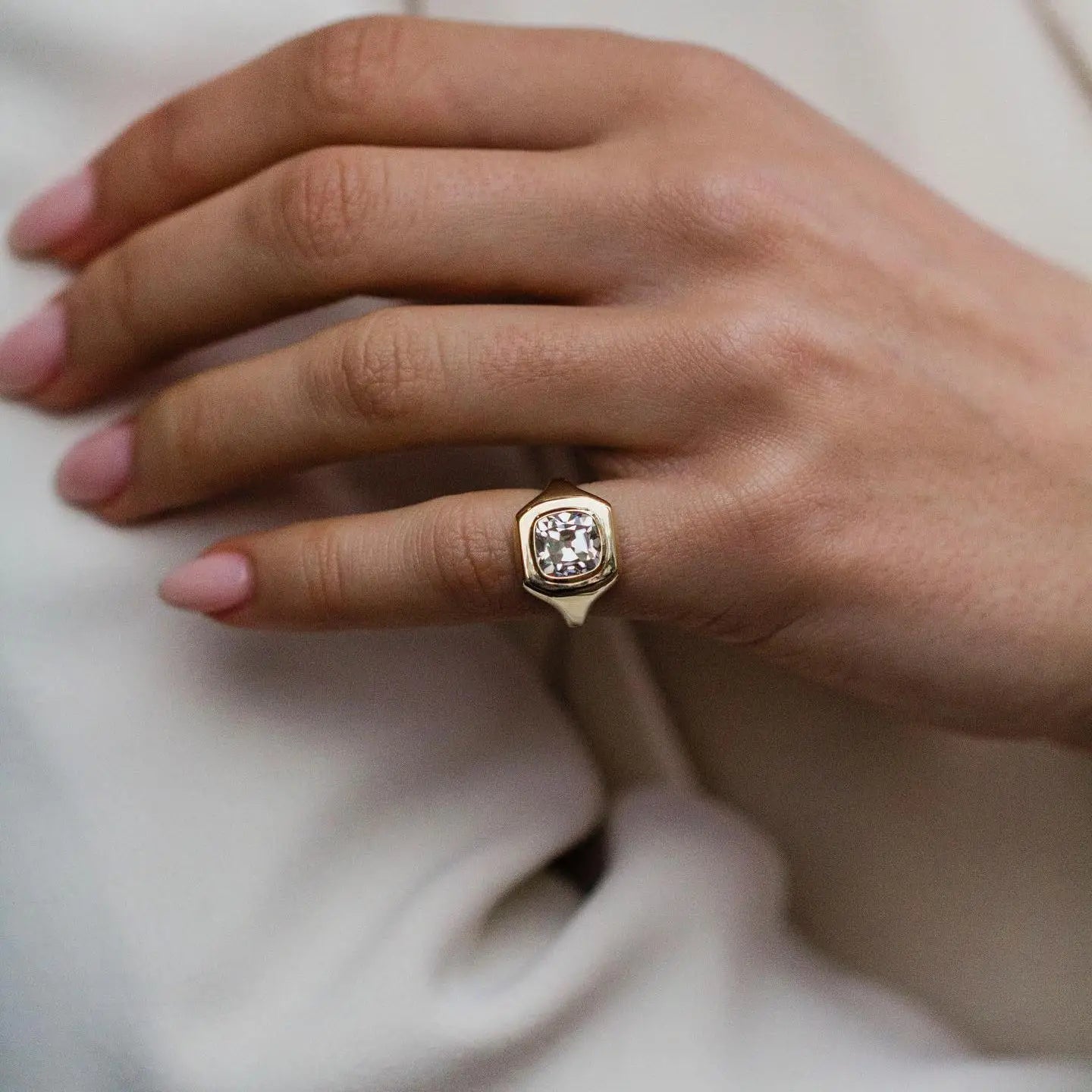 14K Rose Gold Vintage Moissanite Ring