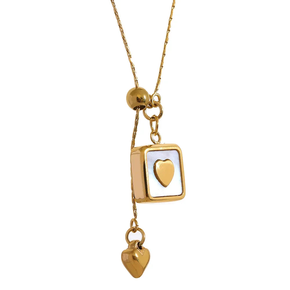 Square Heart Shell Statement 18k Gold Plated