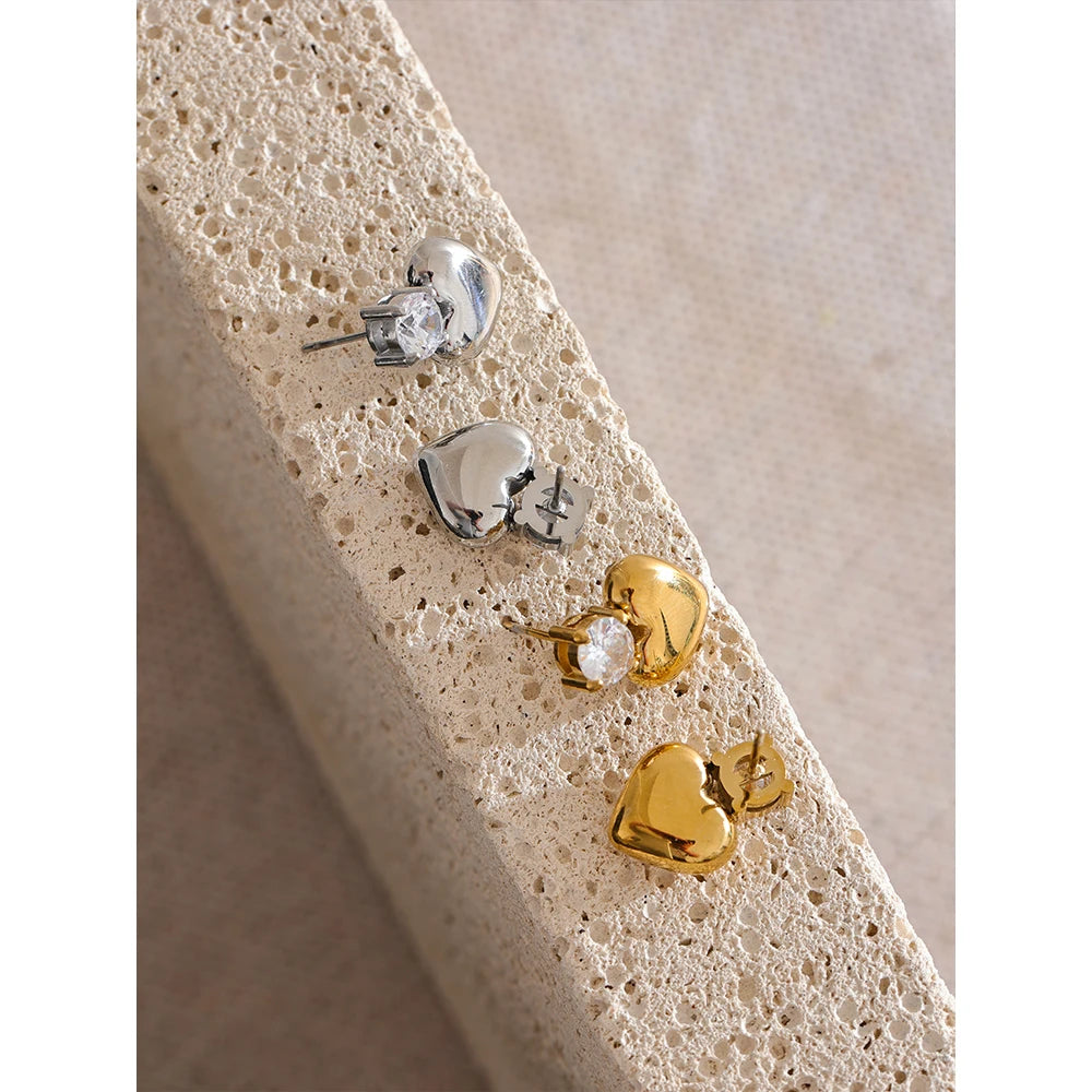 Heart Stud Earrings Bling