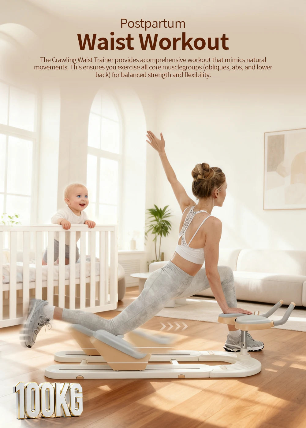 Abdominal Trainer – Full Core, Shoulder & Back Strengthening Home Fitness Machine with Joint Protection