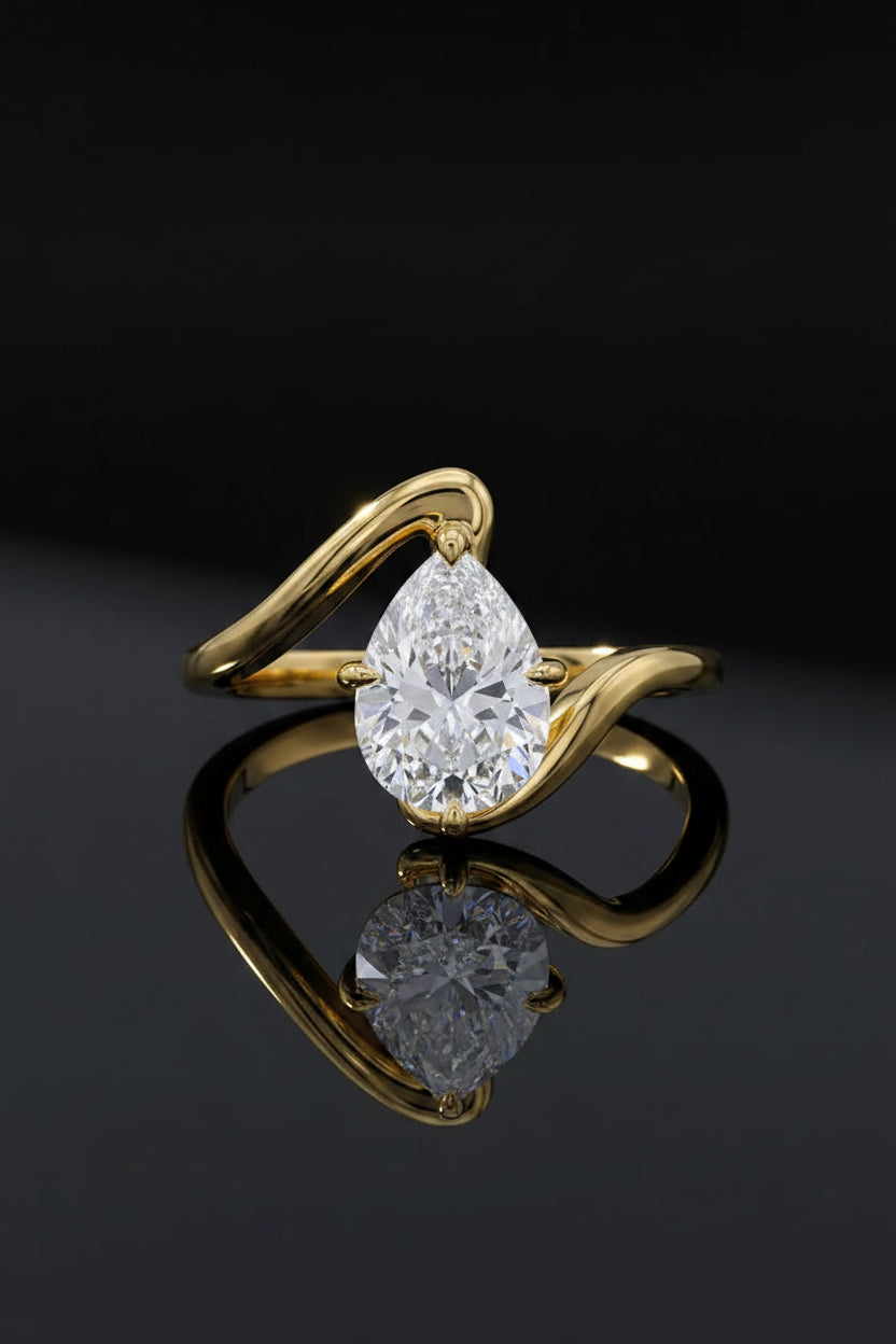 Water Droplet Zircon Ring
