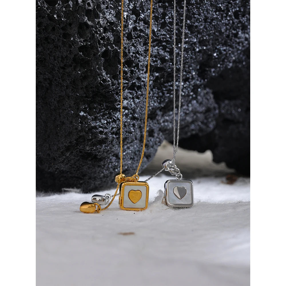 Square Heart Shell Statement 18k Gold Plated