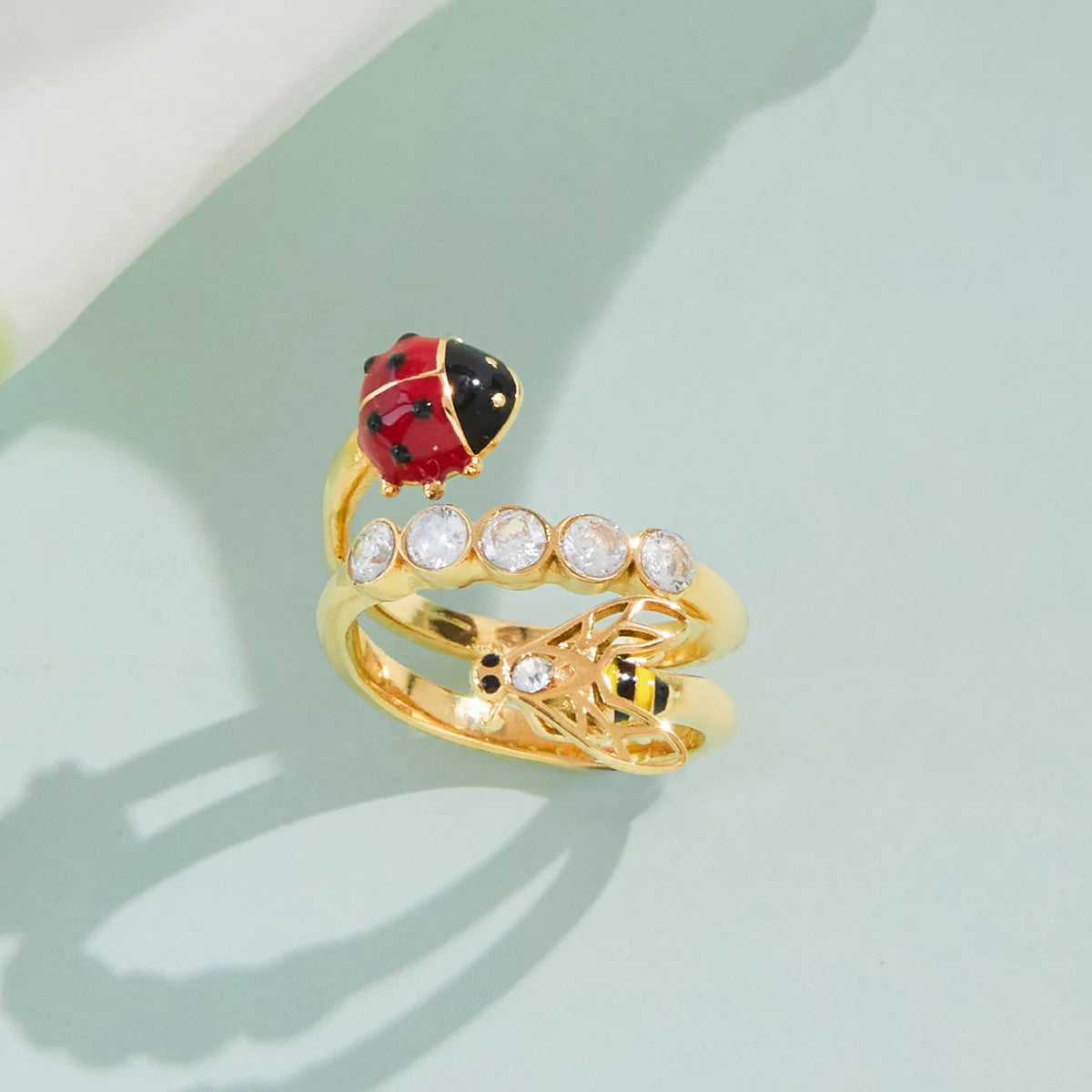 18k Gold Plated Ladybug Bee Ring