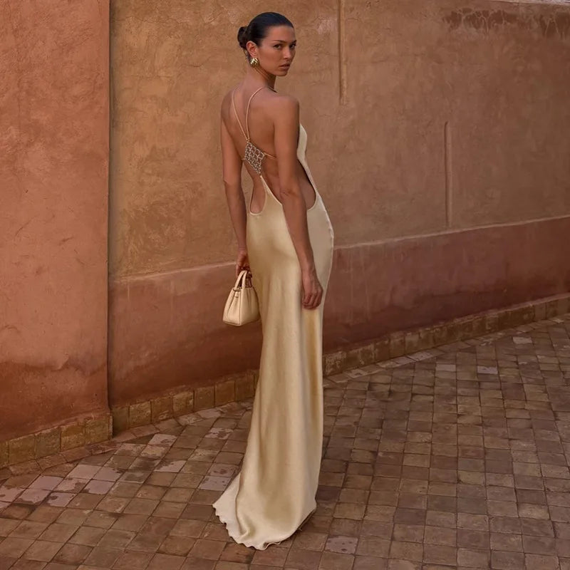 Cryptographic Rhinestone Long Dress