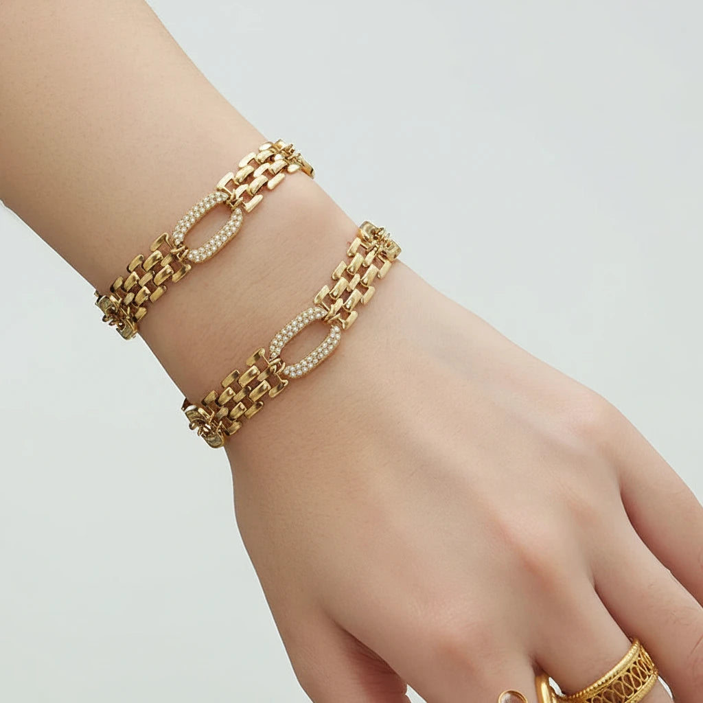 18k Gold Plated Wide Band Bracelet