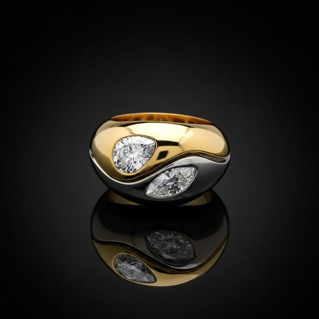 Gold Plated Two Tone Ring