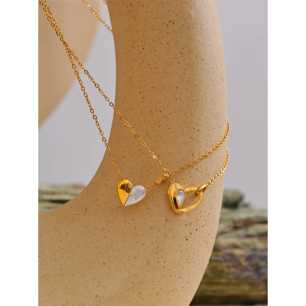 Dainty Heat Love Natural Shell Pendant