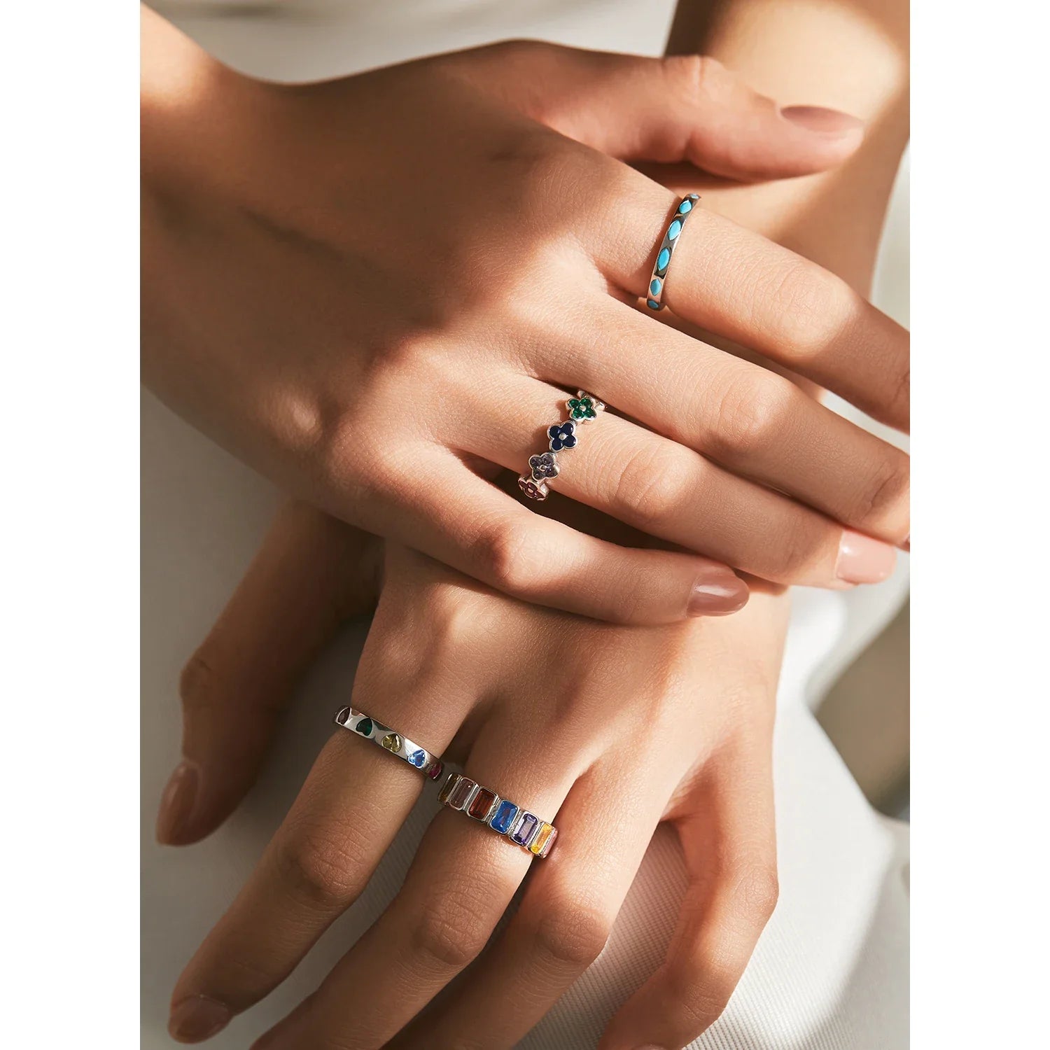 VERA Four-Leaf Clover Heart Eternity Ring