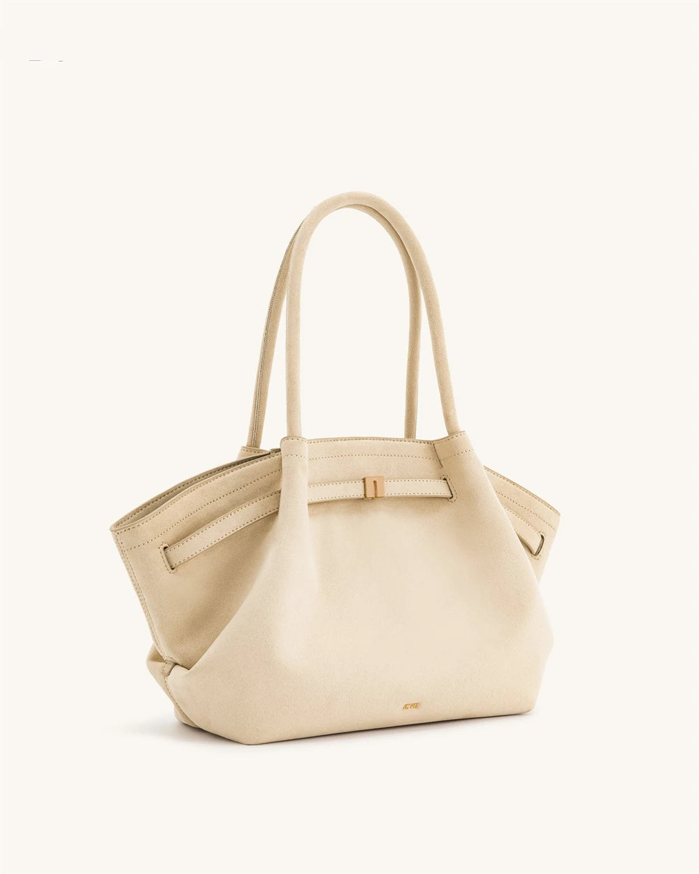 Beige handbag on a white background with 'Designer bag' text.