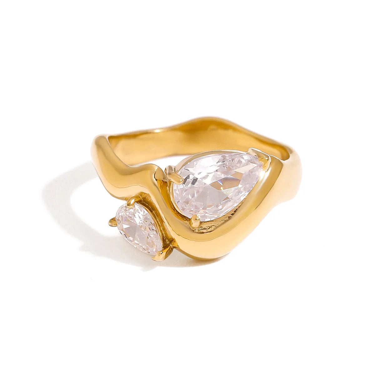 18k Gold Plated Dainty Teardrop Ring