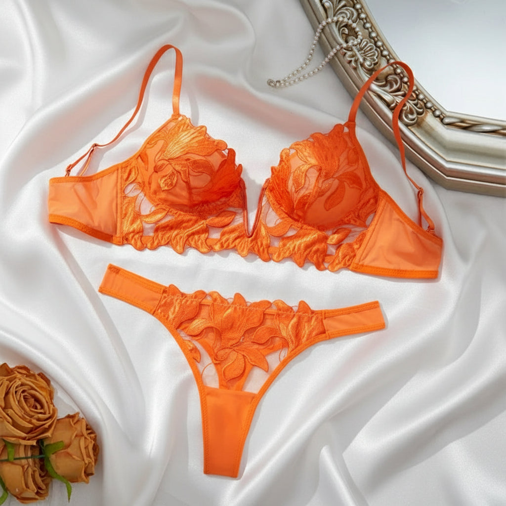French Embroidered Lingerie Set