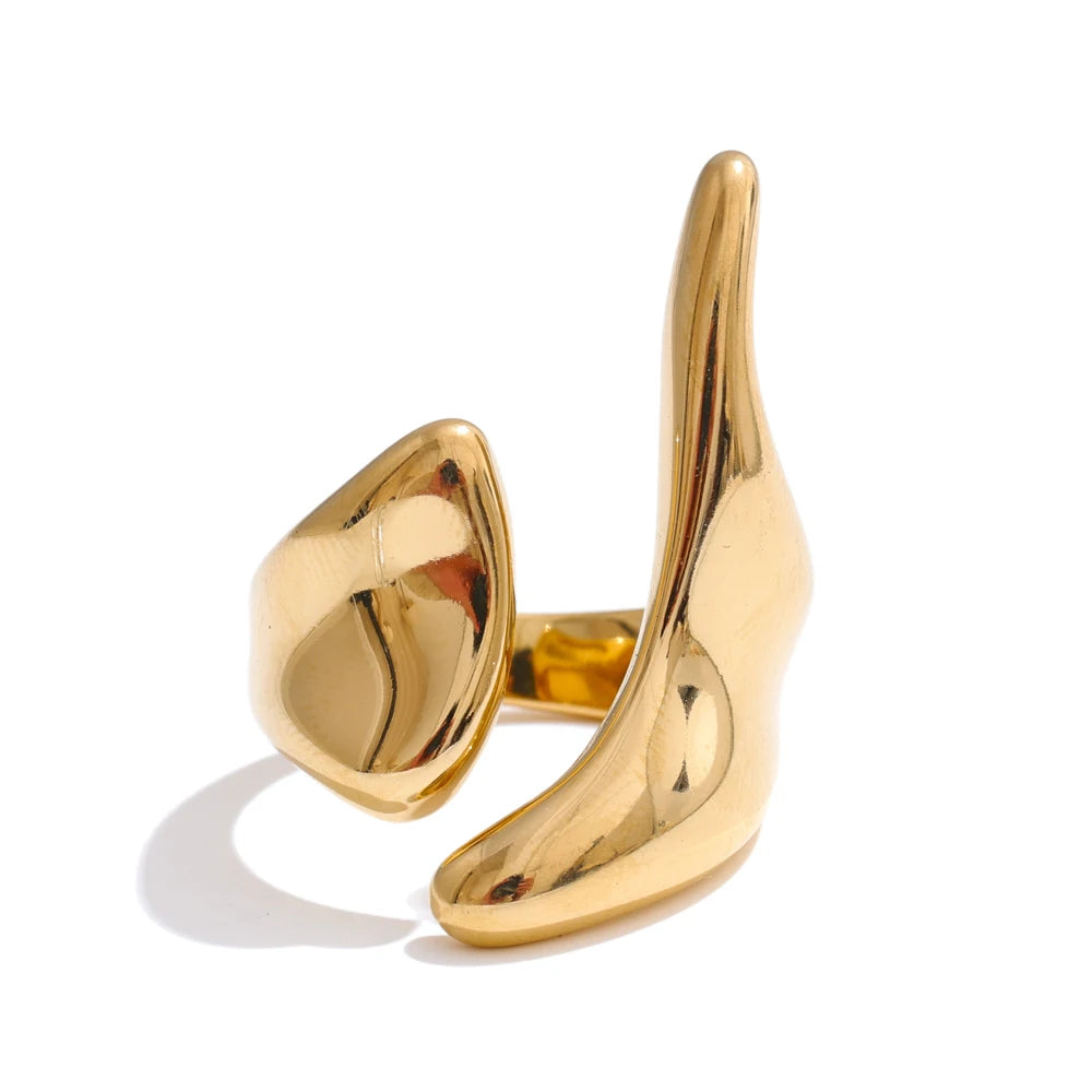 PVD Plated Geometric Adjustable Creative Ring