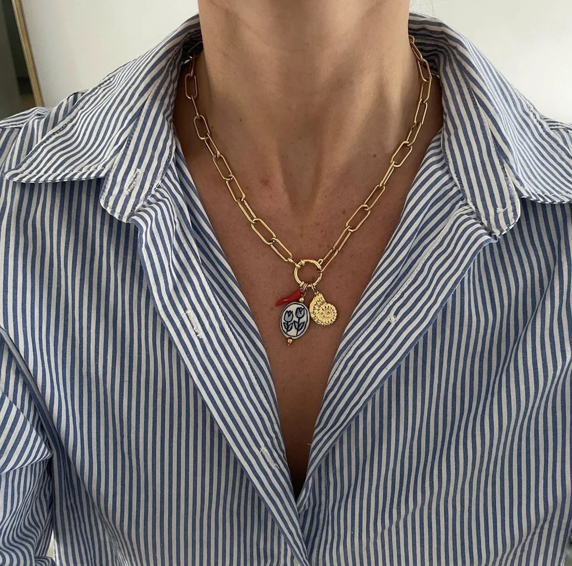 Ceramic Tulip Pendant Necklace
