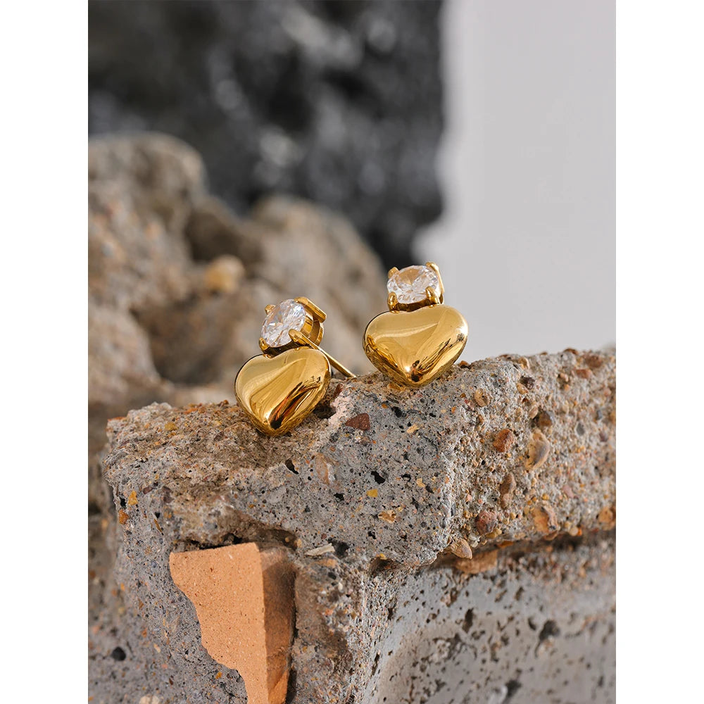 Heart Stud Earrings Bling