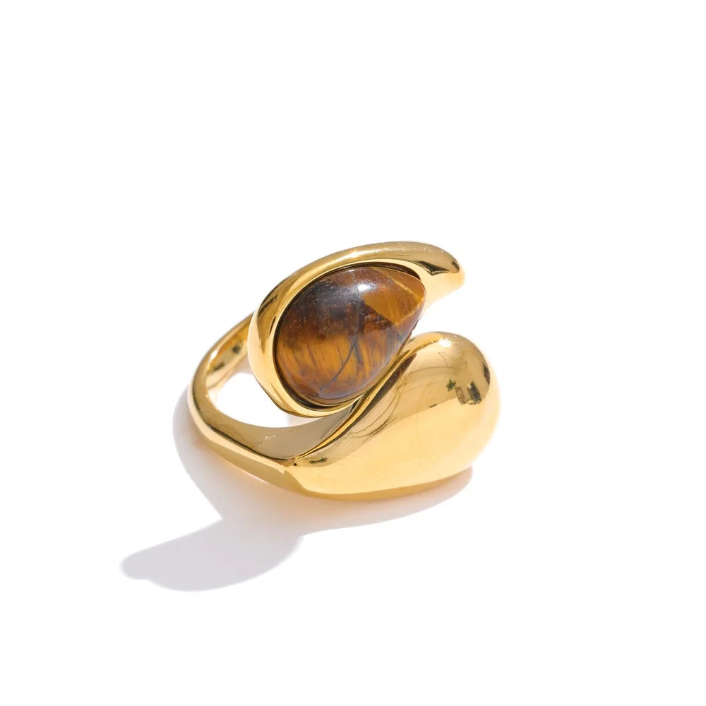 Pearl Water Drop Finger Ring Gold Platinum Plated