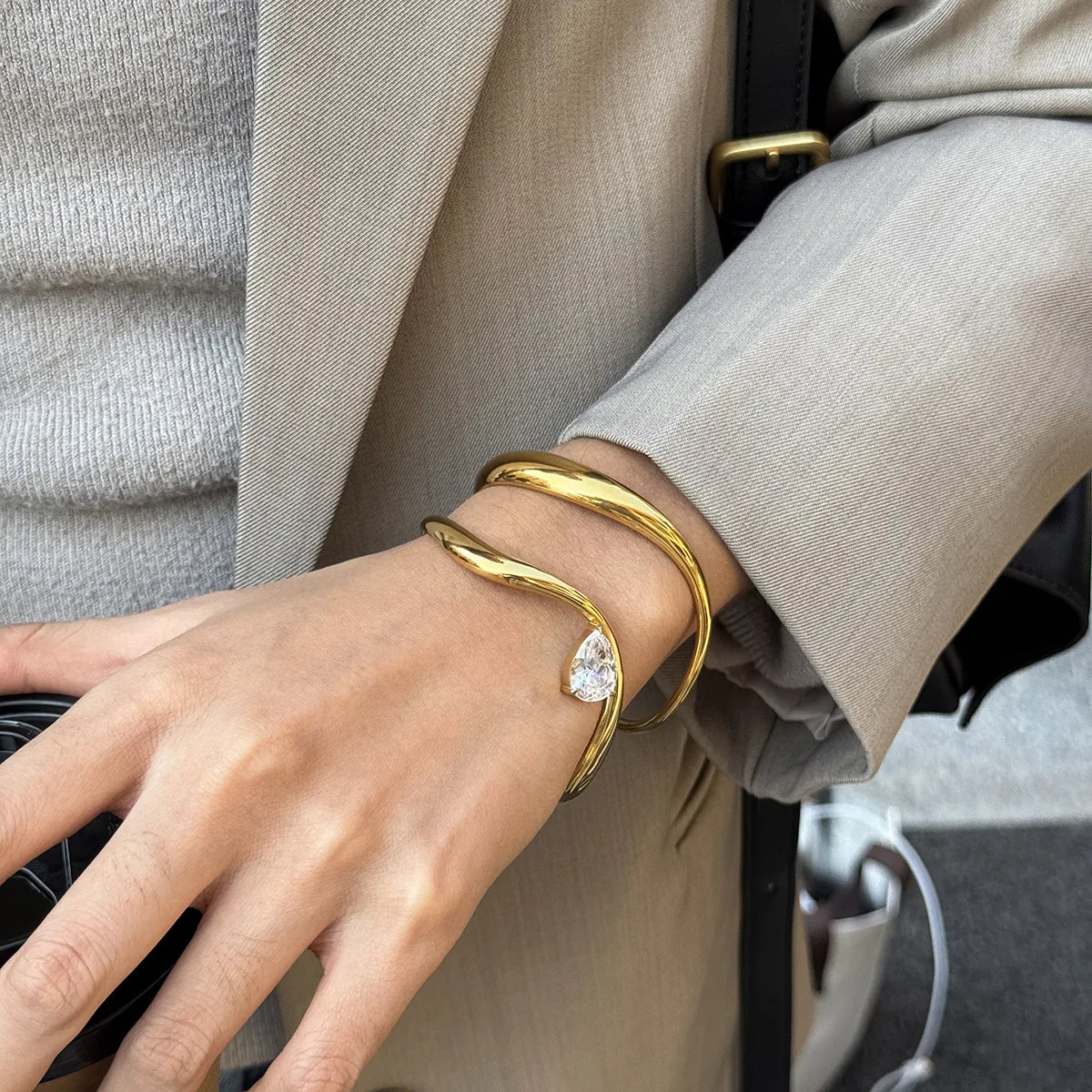 18k Gold Plated Wave Cuff Bracelet
